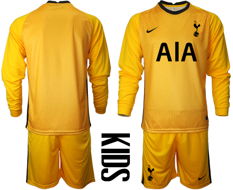 2021 Tottenham Hotspur yellow goalkeeper youth long sleeve soccer jerseys